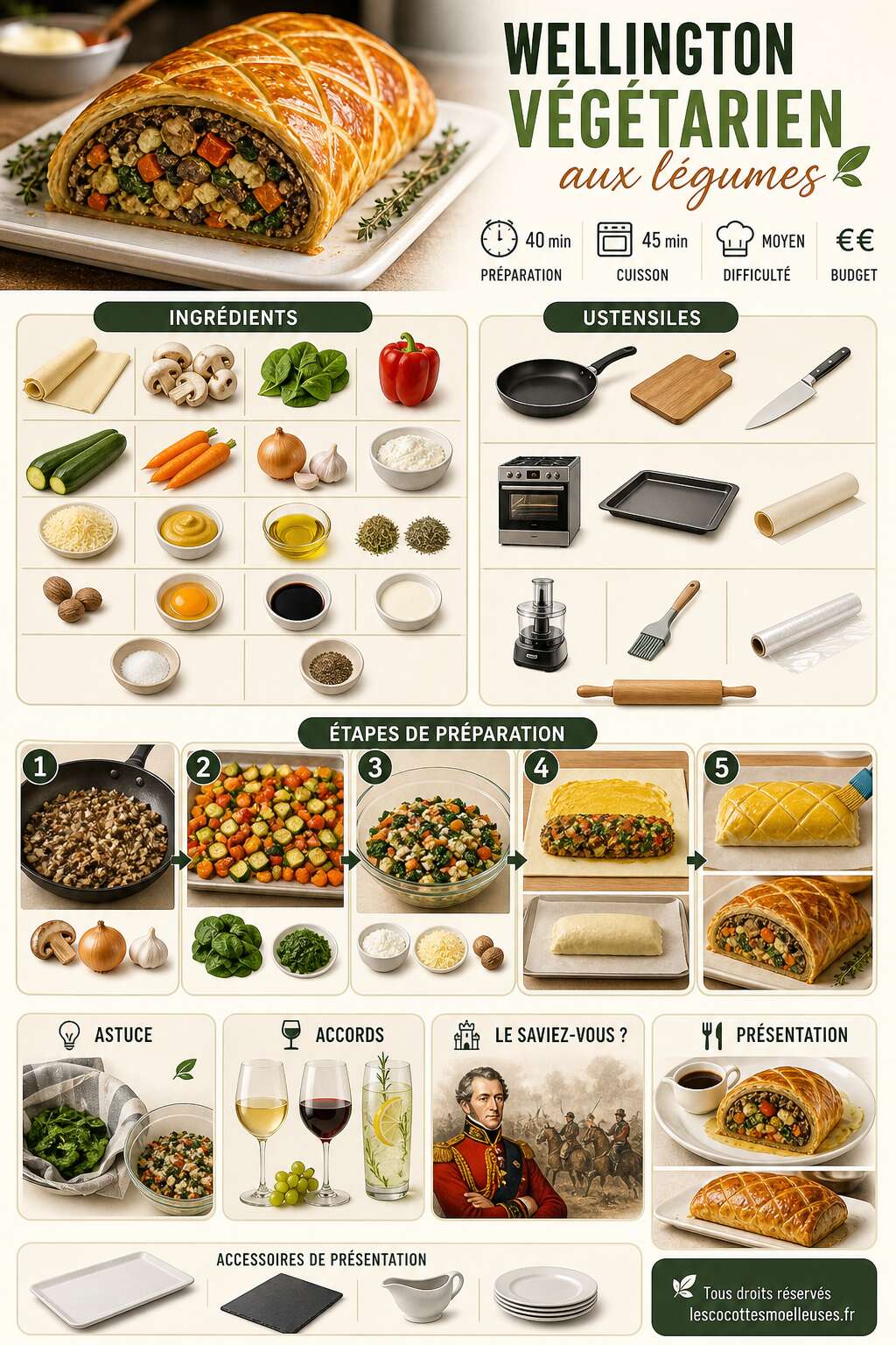 Fiche recette Wellington végétarien aux légumes : recette gourmande Fiche recette Wellington végétarien aux légumes : recette gourmande