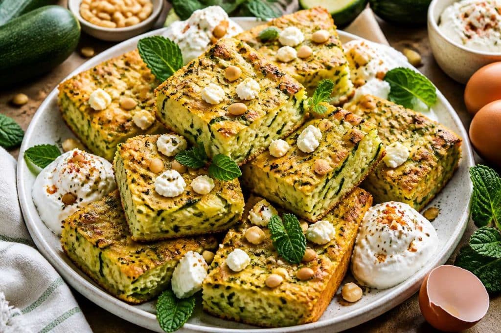Carrés de courgettes à la feta : recette savoureuse