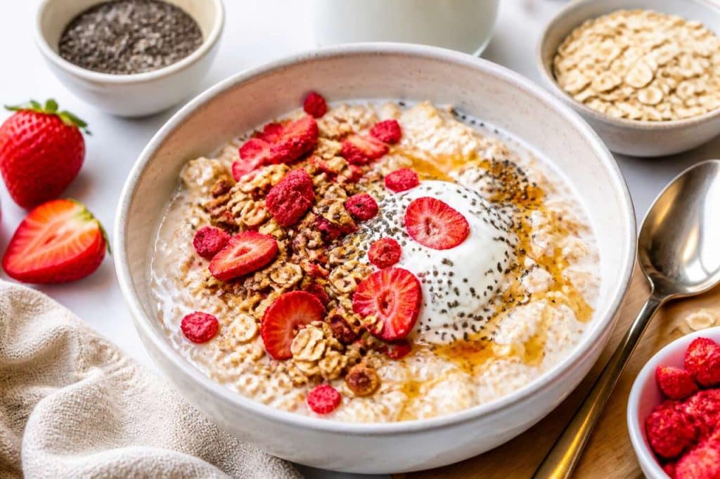 Recette overnight oats : délice fraises matinal