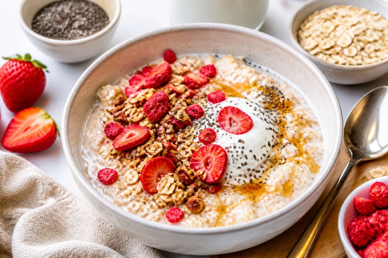 Recette overnight oats : délice fraises matinal