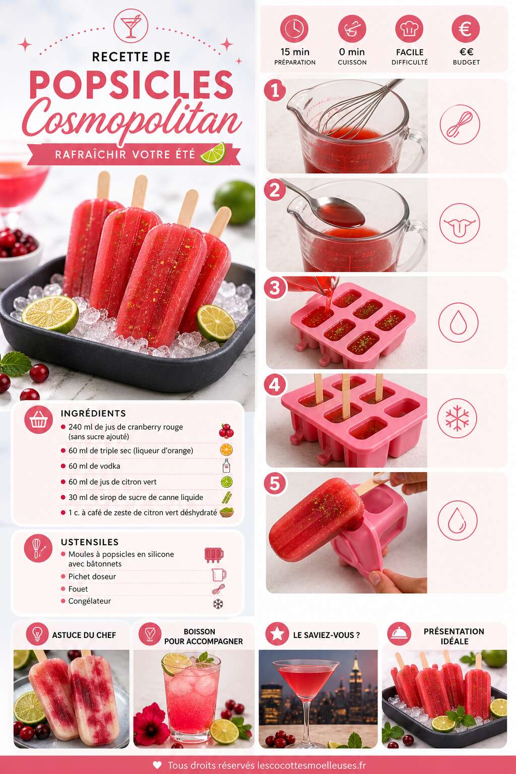 Fiche recette Recette De Popsicles Cosmopolitan : rafra&icirc;chir Votre &Eacute;t&eacute;