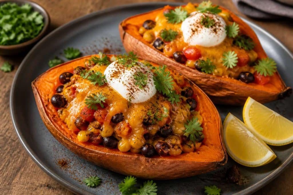Patates douces farcies ร la mexicaine : dรฉcouvrez la recette dรฉlicieuse.