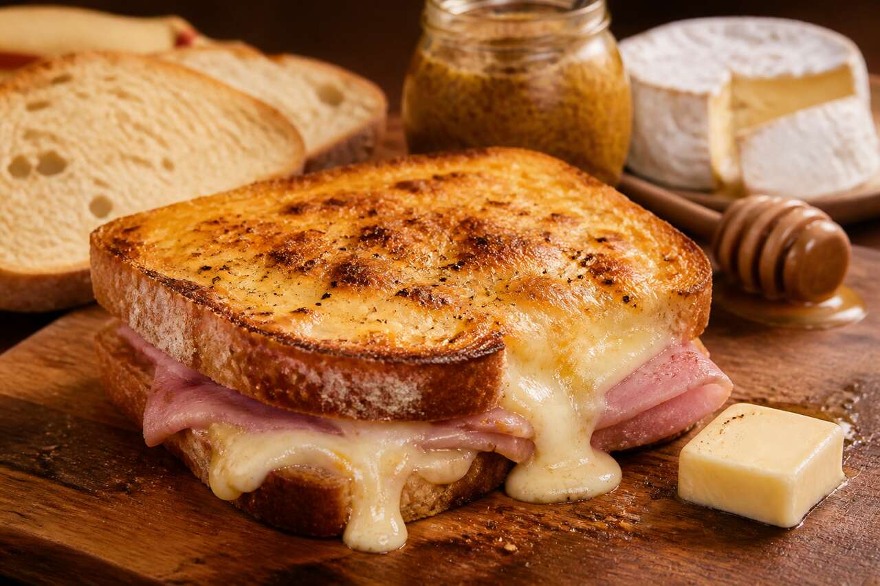 Recette De Croque Jambon-Camembert : sauce Moutarde Miel