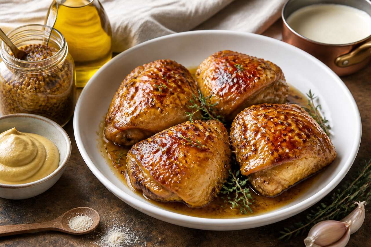 Poulet au miel et moutarde : recette facile en une poêle