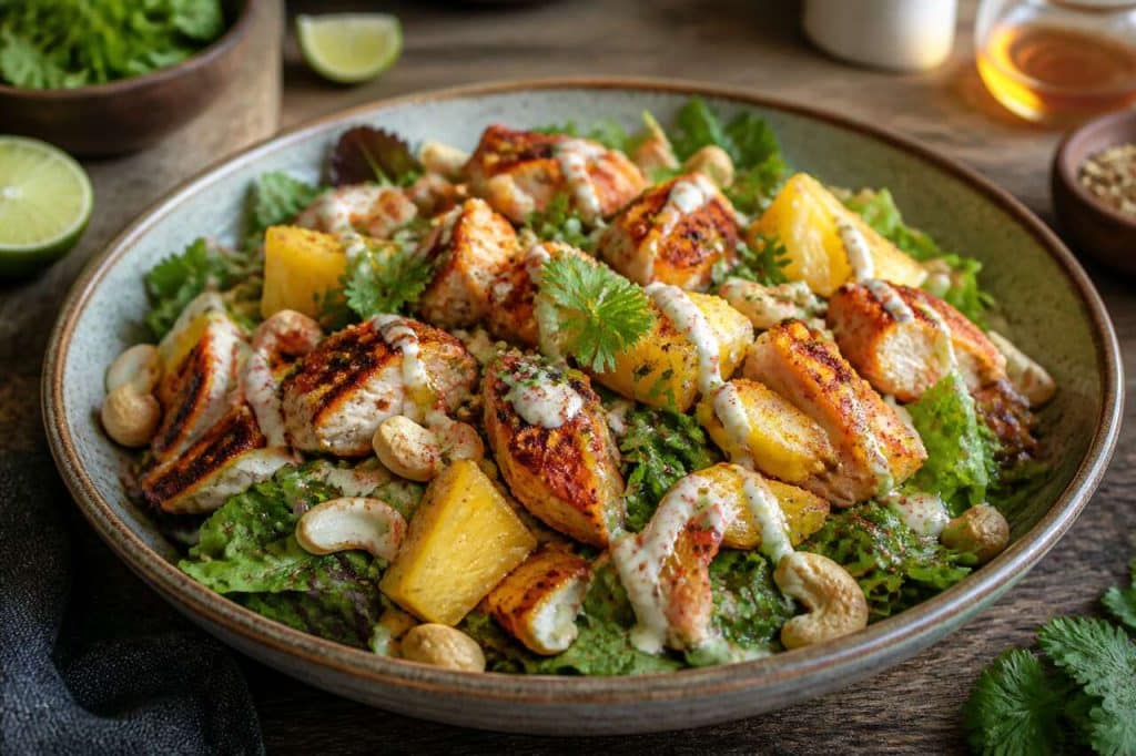Salade de poulet tandoori à l'ananas frais : recette savoureuse et exotique