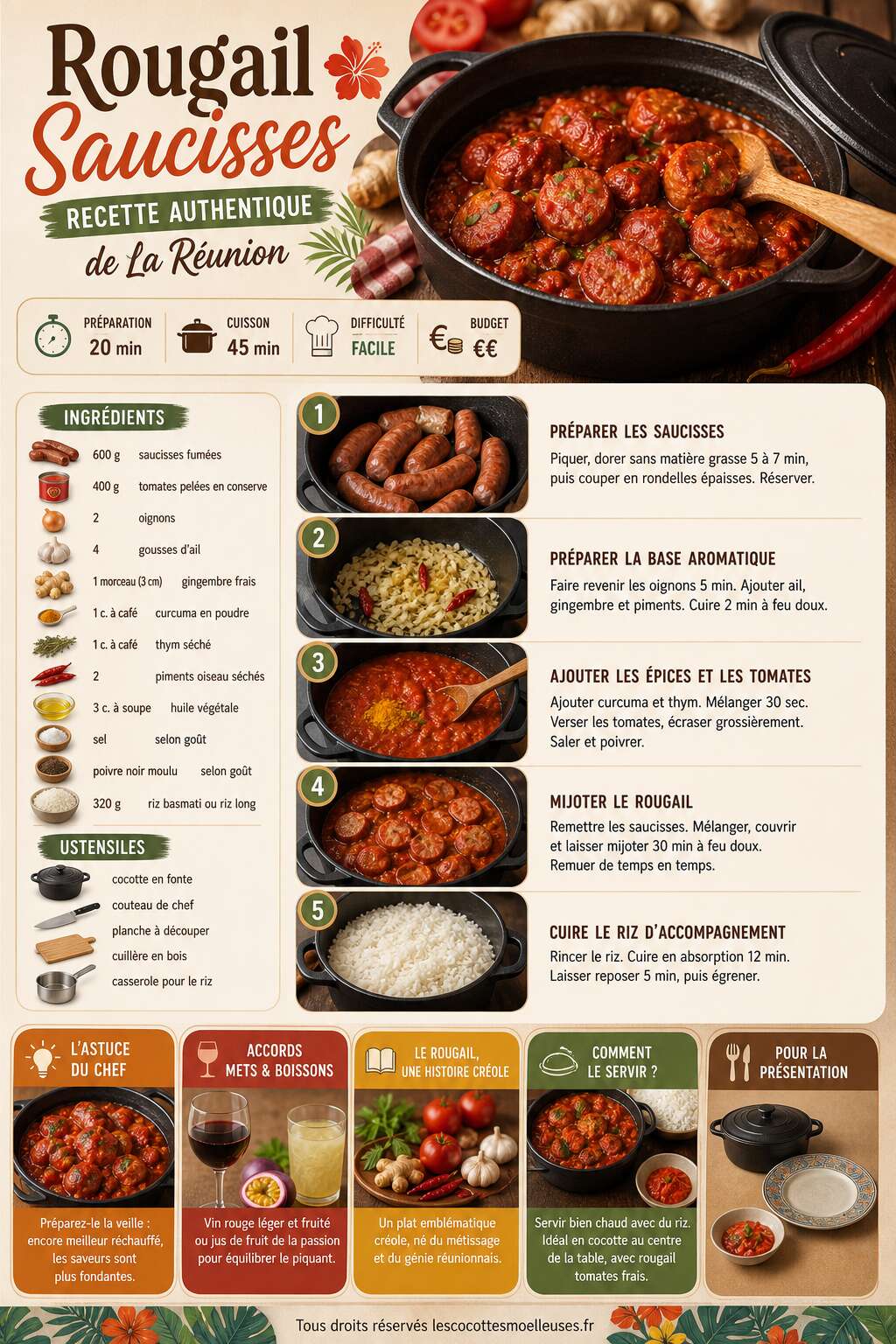 Fiche recette Recette authentique de rougail saucisses maison