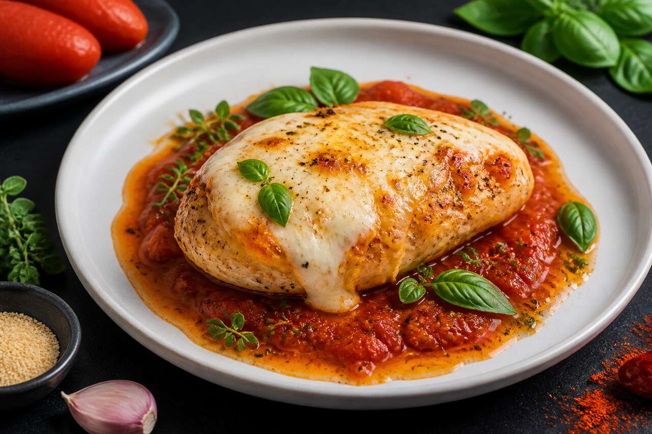 Poulet à la mozzarella : une recette savoureuse avec sauce tomate