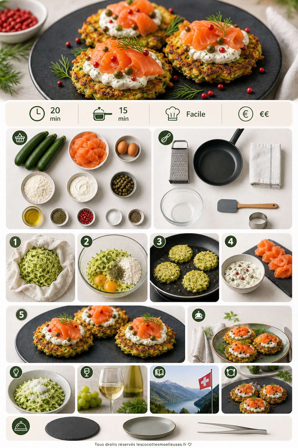 Fiche recette R&ouml;stis de courgettes au saumon fum&eacute; : recette gourmande