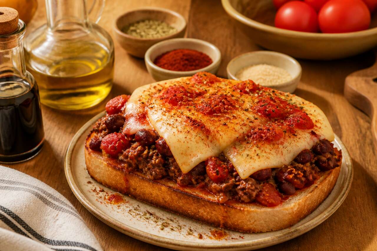 Recette : croque brésilien au porc épicé et haricots rouges