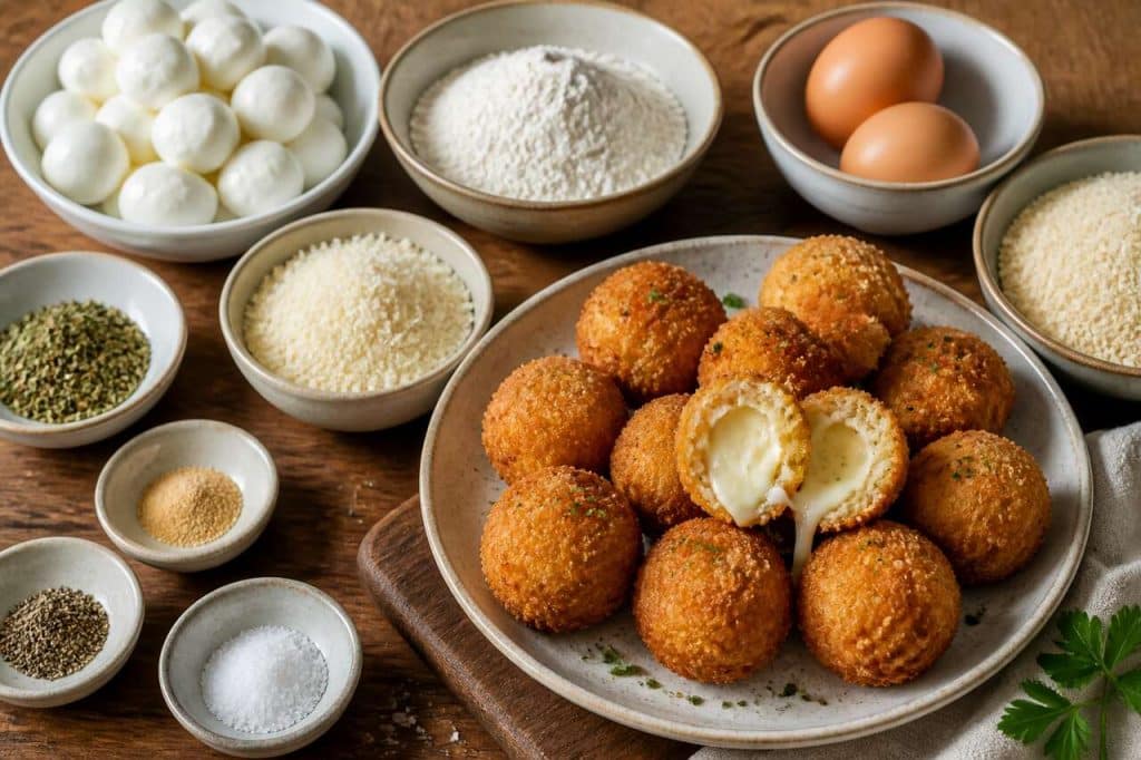 Billes de mozzarella panées : recette savoureuse et croustillante