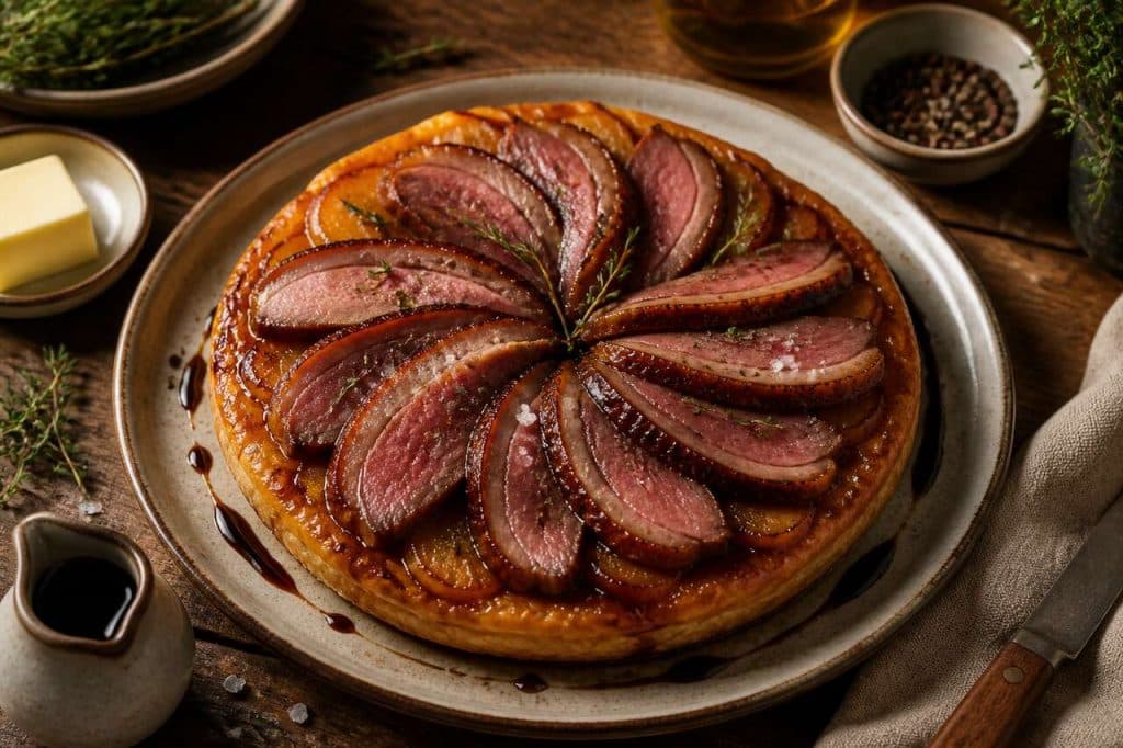 Tarte tatin aux pommes et magret : recette gourmande