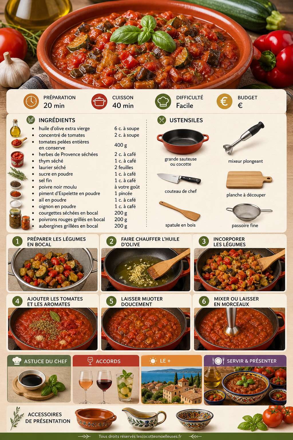 Fiche recette Recette de sauce aux légumes du soleil : un délice ensoleillé Fiche recette Recette de sauce aux légumes du soleil : un délice ensoleillé