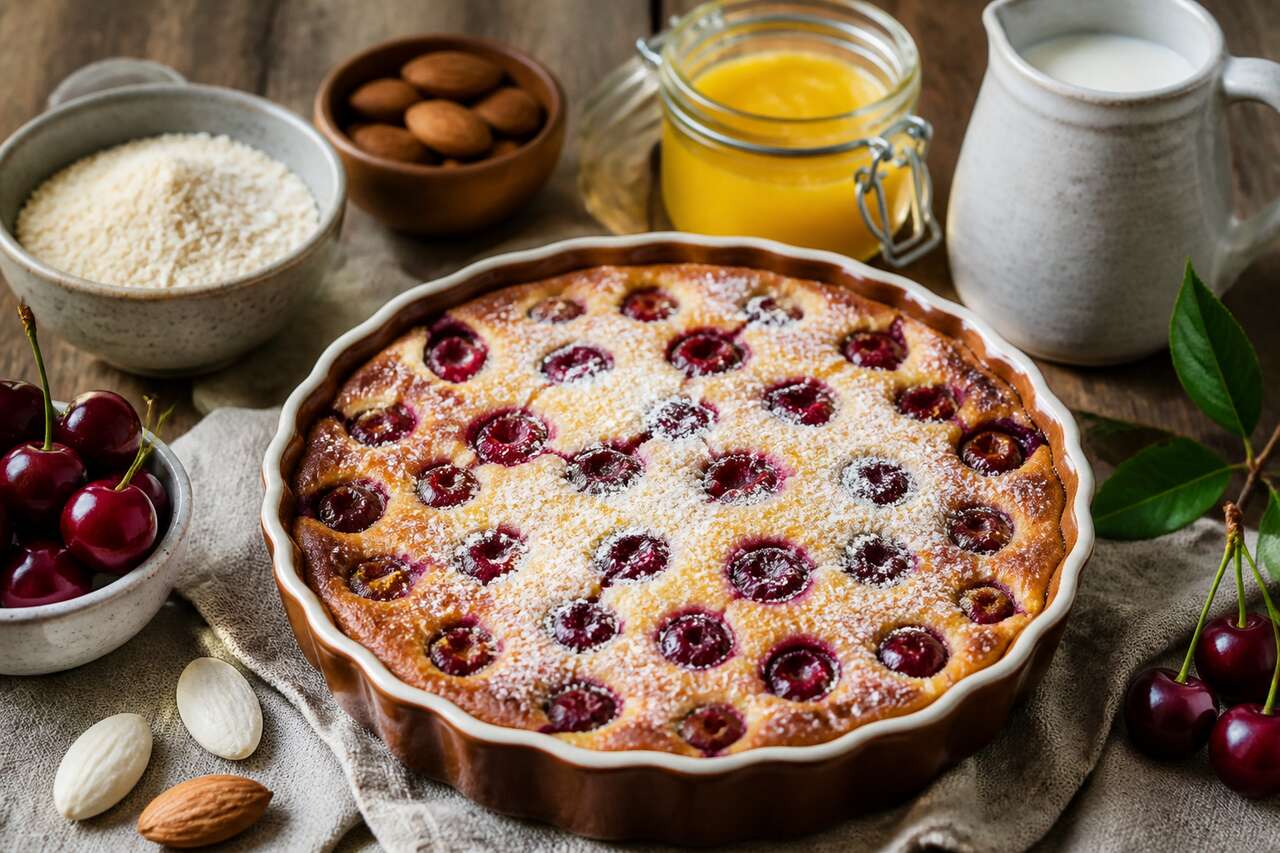 Clafoutis aux cerises et crème de Calissons : recette gourmande