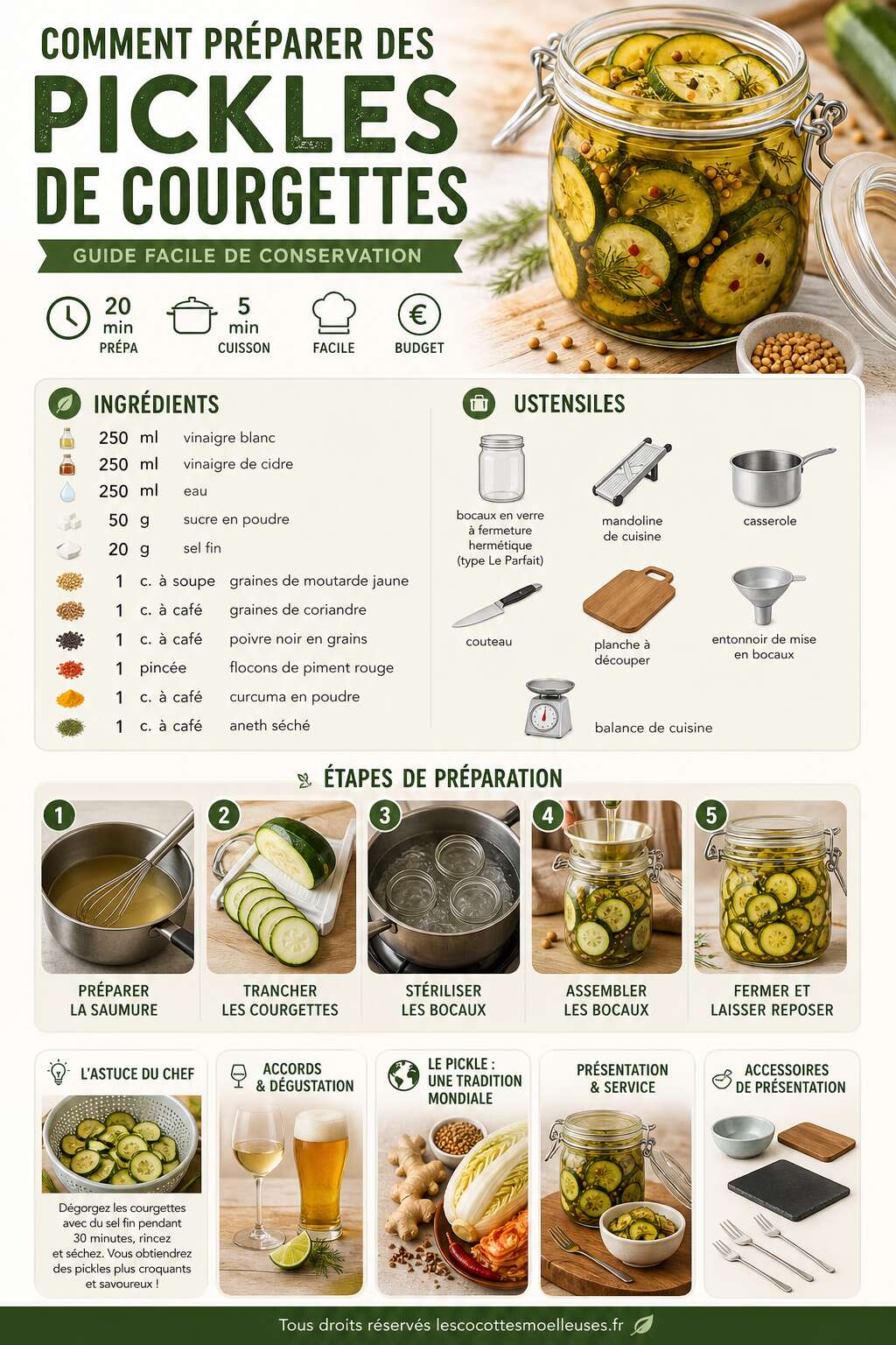 Fiche recette Comment préparer des pickles de courgettes : guide facile de conservation Fiche recette Comment préparer des pickles de courgettes : guide facile de conservation