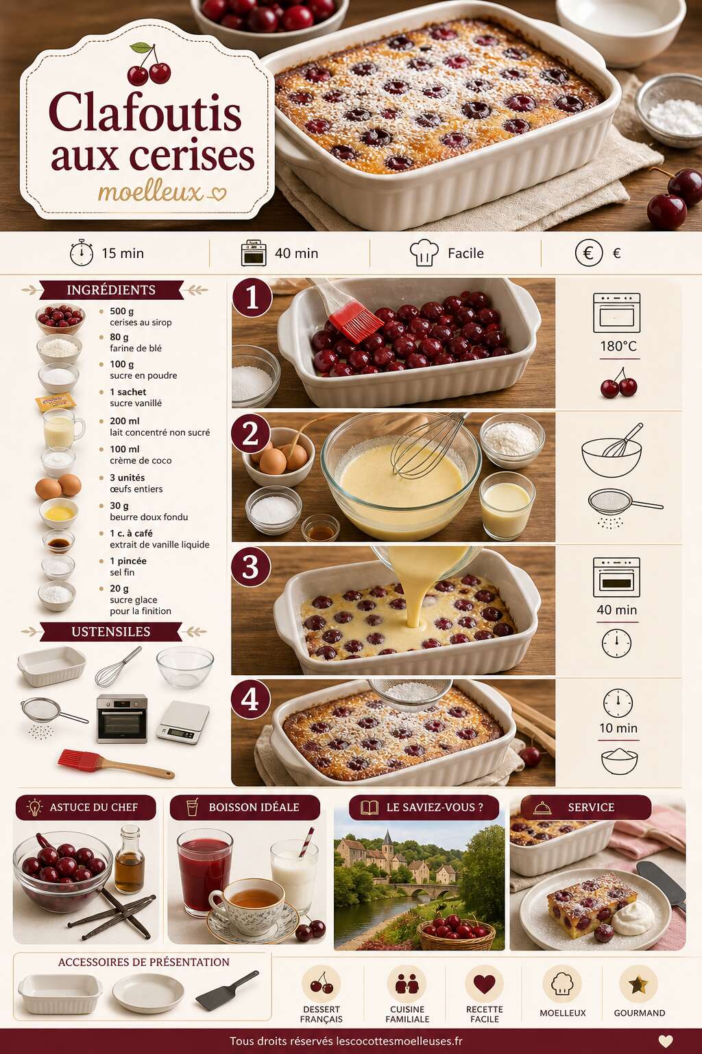 Fiche recette Recette Clafoutis Aux Cerises Moelleux Fiche recette Recette Clafoutis Aux Cerises Moelleux