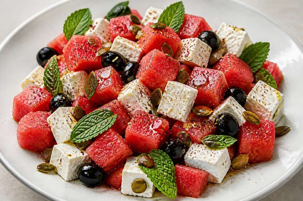 Salade fraîche de pastèque et fromage de brebis : recette estivale