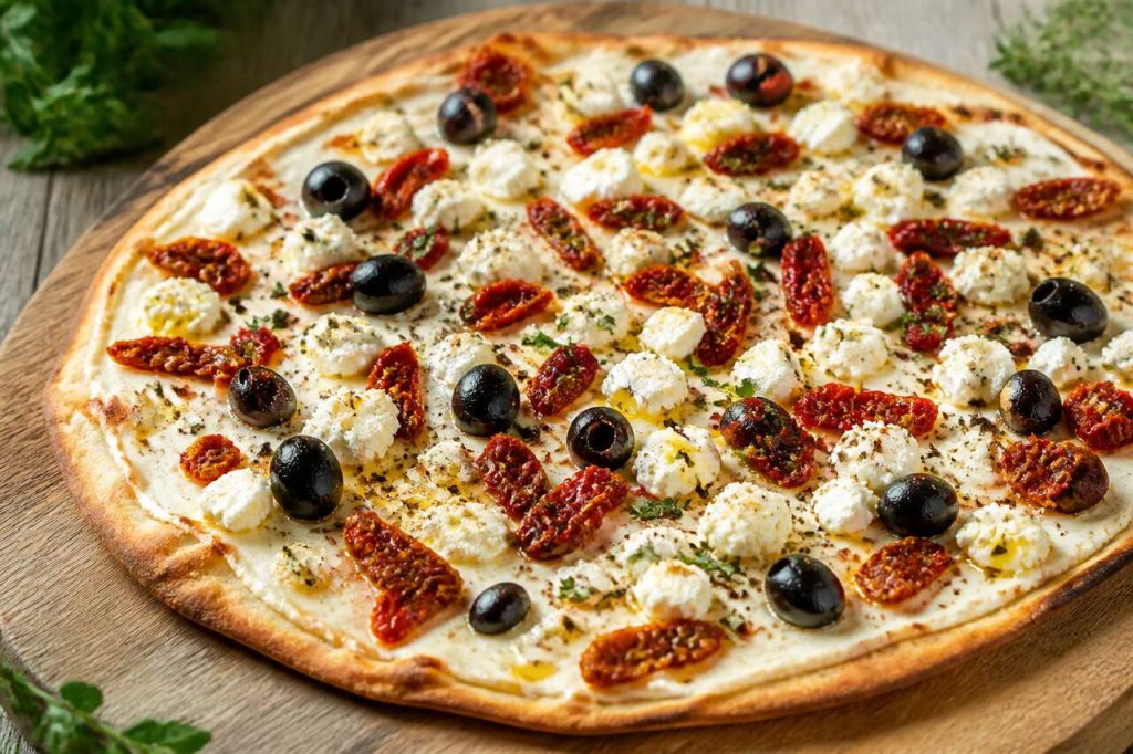 Tarte flambée estivale : tomates séchées et feta