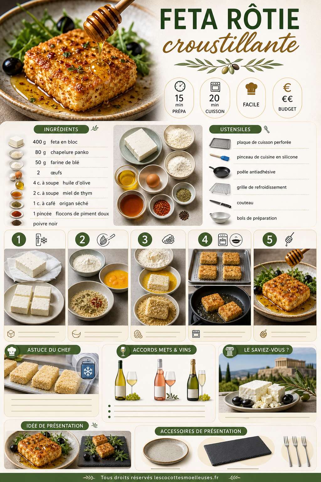 Fiche recette Feta r&ocirc;tie croustillante : recette gourmande