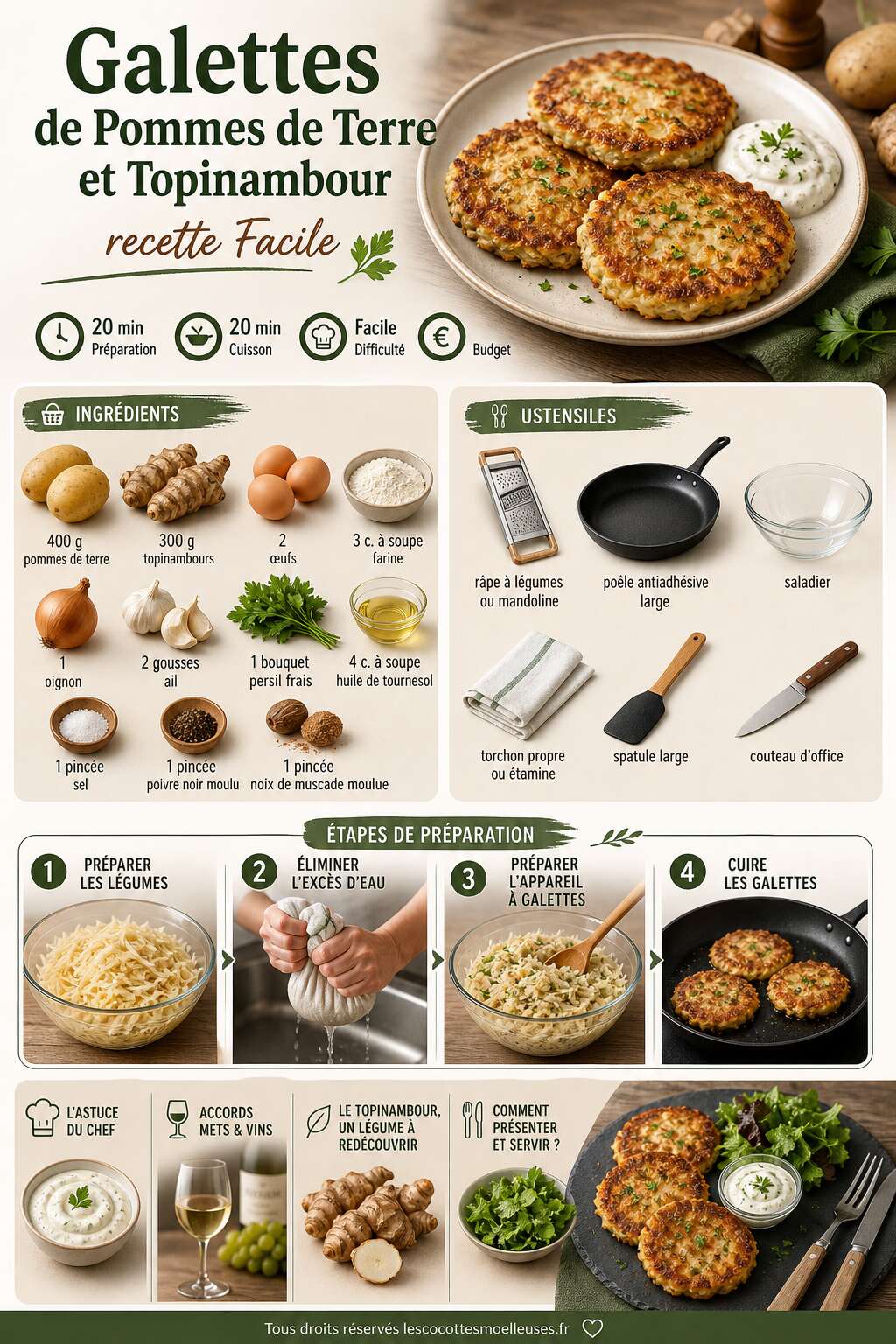 Fiche recette Galettes De Pommes De Terre Et Topinambour : recette Facile