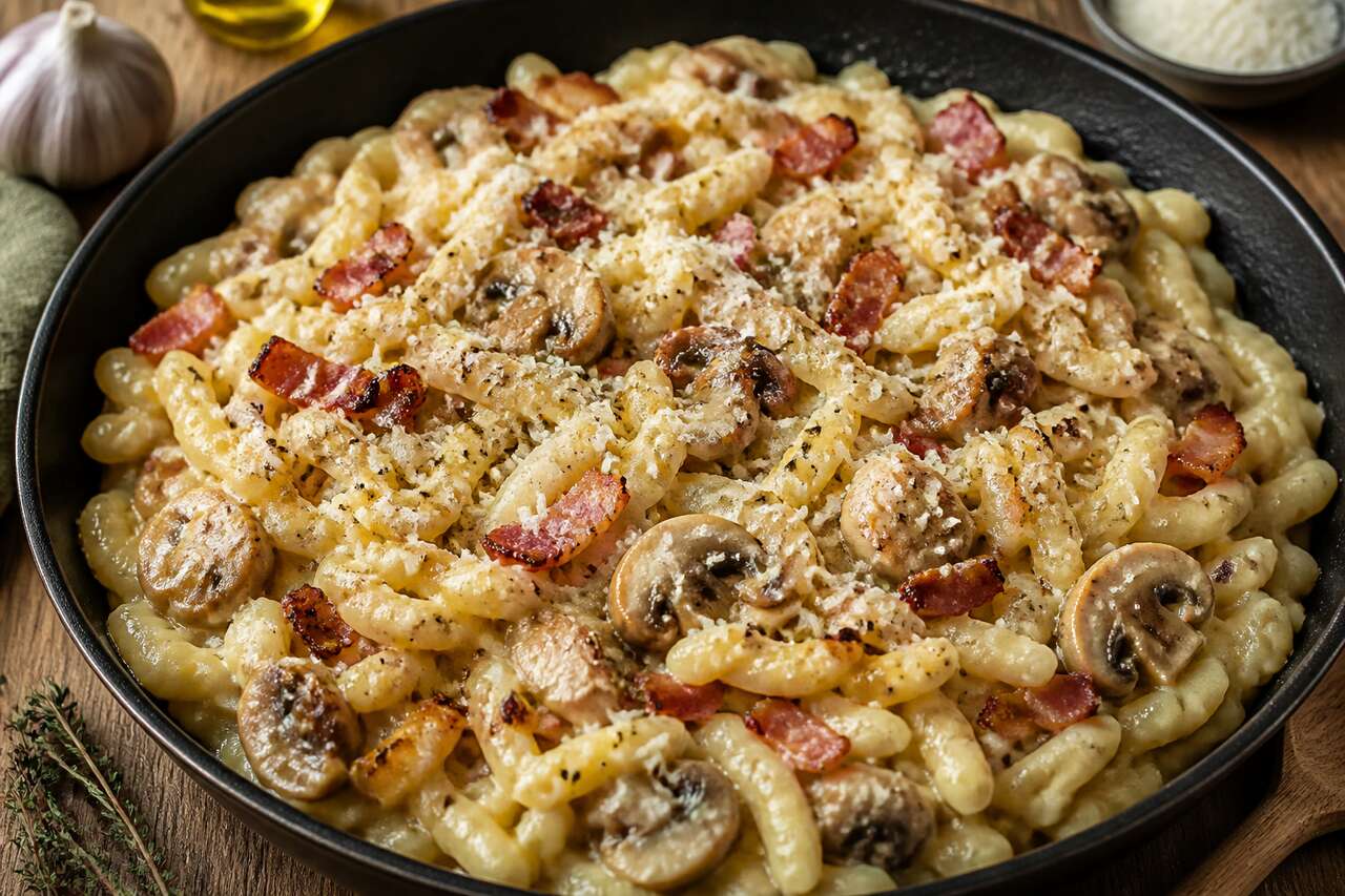 Spätzle aux champignons et lardons : la recette one pot facile et gourmande
