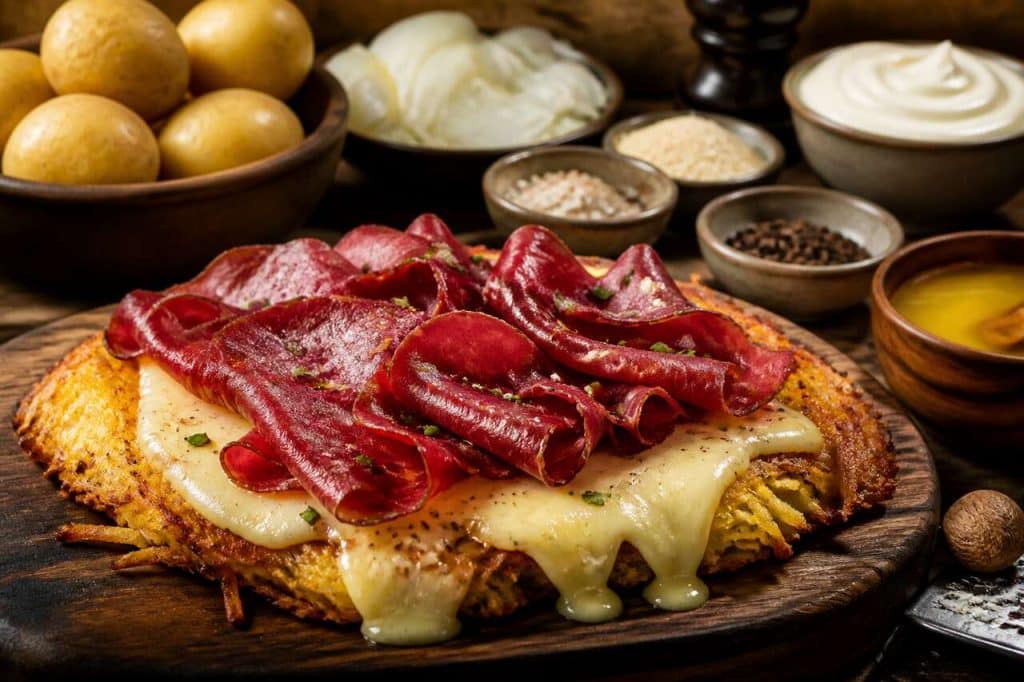 Recette de Suisse croque röstis à la viande des Grisons