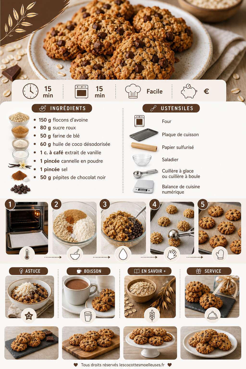 Fiche recette Rochers aux flocons d'avoine : recette facile