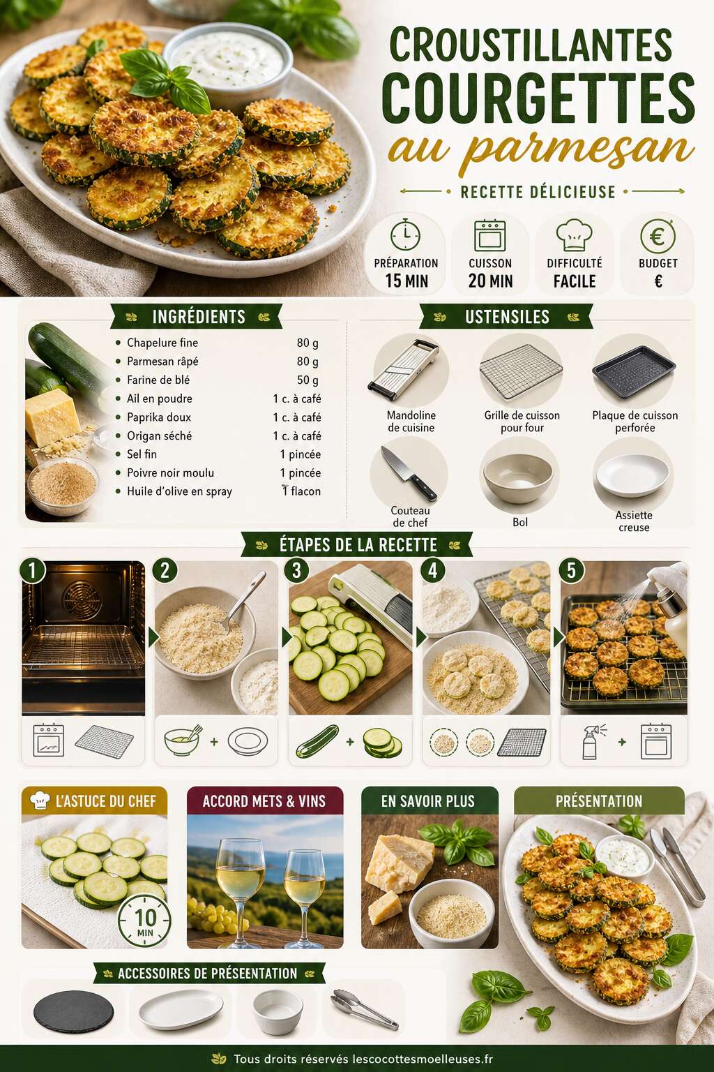 Fiche recette Croustillantes courgettes au parmesan : recette d&eacute;licieuse