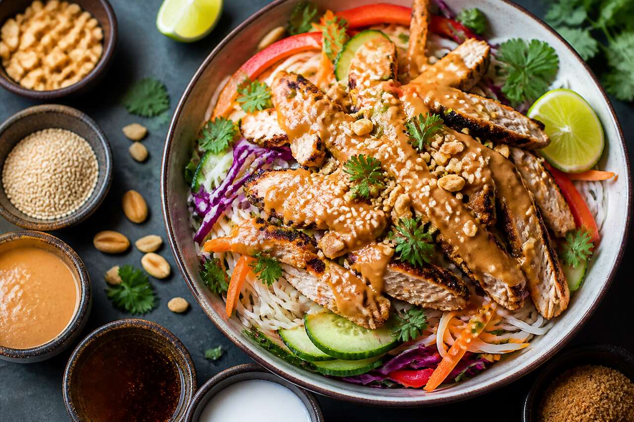 Salade thaï au poulet : recette savoureuse et exotique