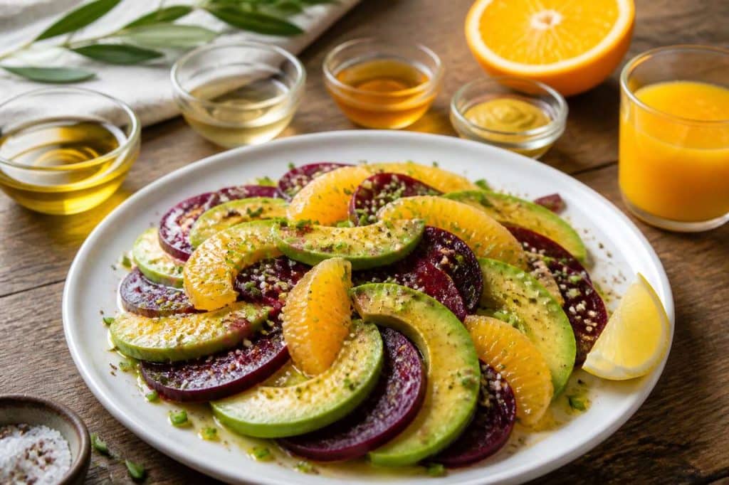 Recette de salade de betterave et avocat à la vinaigrette à l'orange