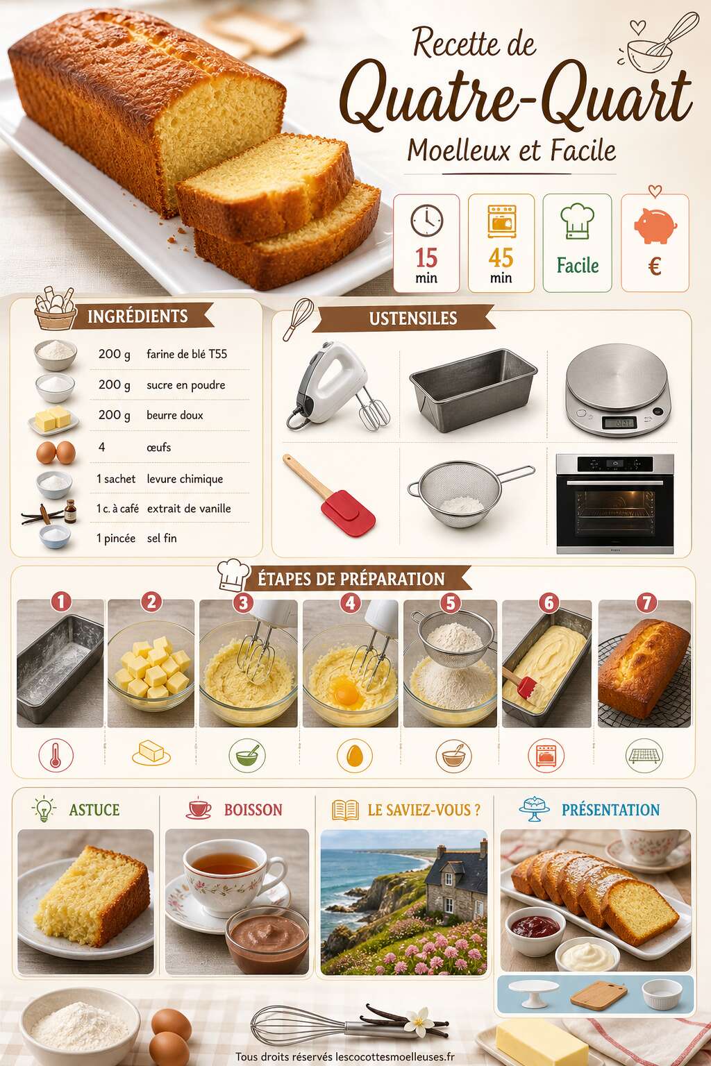 Fiche recette Recette De Quatre-Quart Moelleux Et Facile
