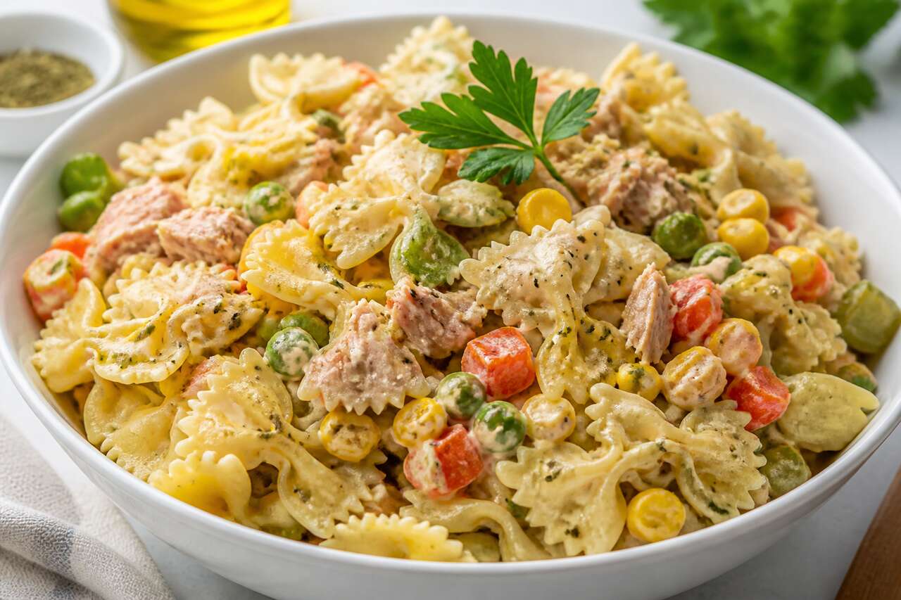 Salade de pâtes, macédoine et thon : recette facile et rapide