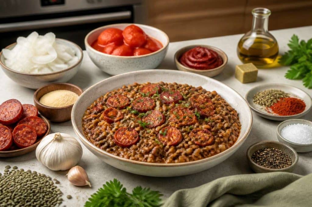 Lentilles bolognaise au chorizo au Cookeo