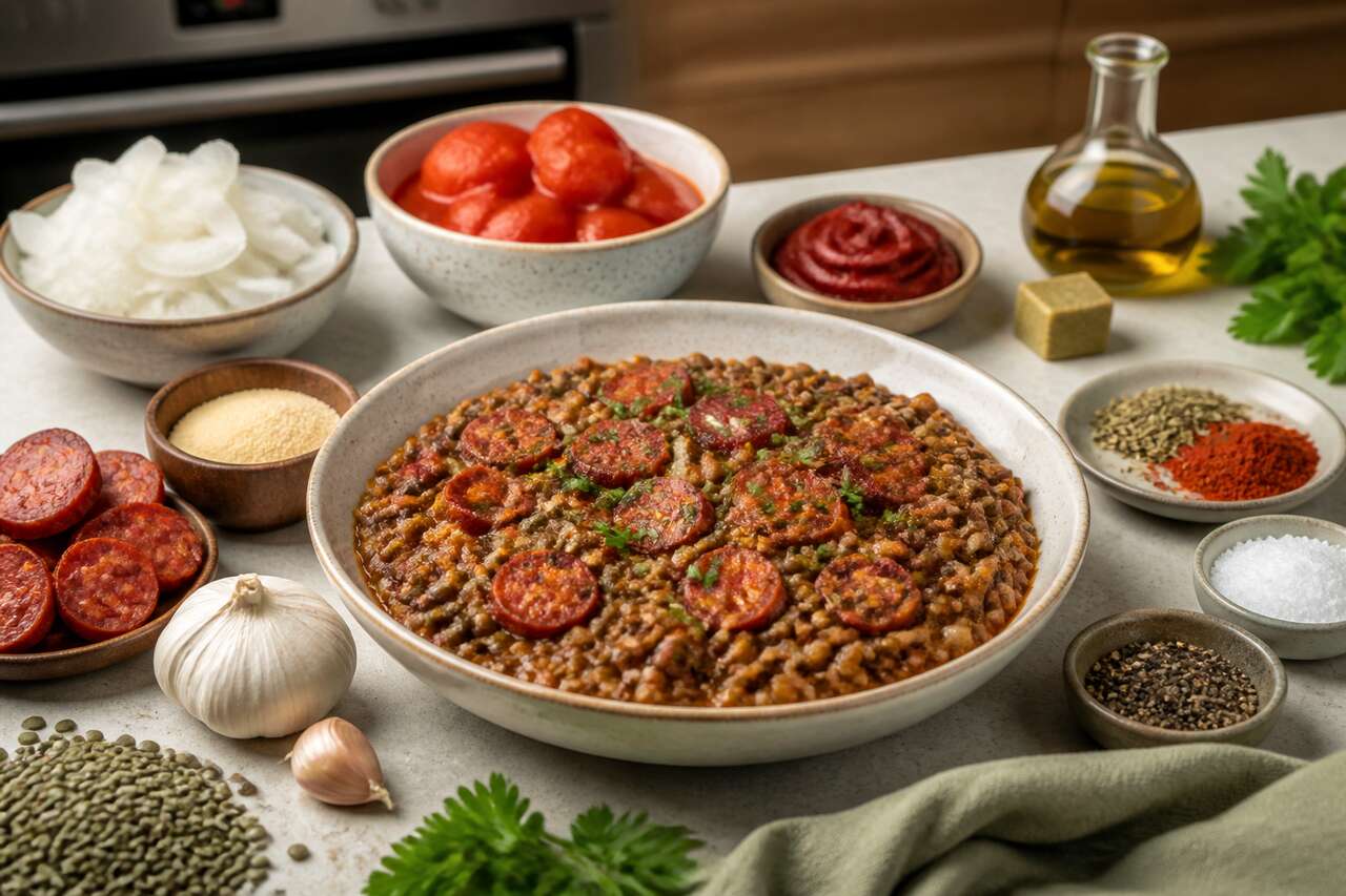 Lentilles bolognaise au chorizo au Cookeo