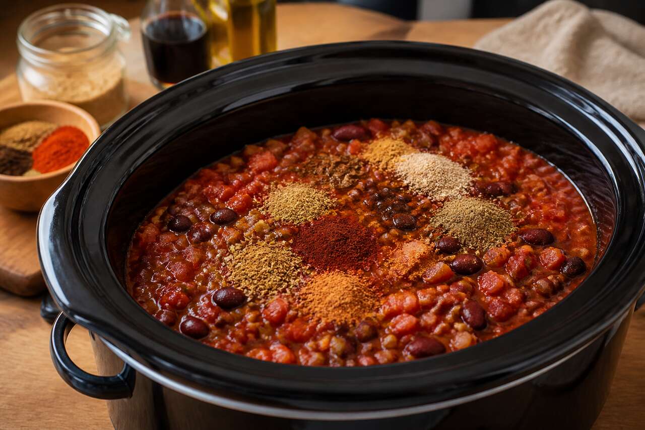Chili végétarien lentilles et haricots à la mijoteuse