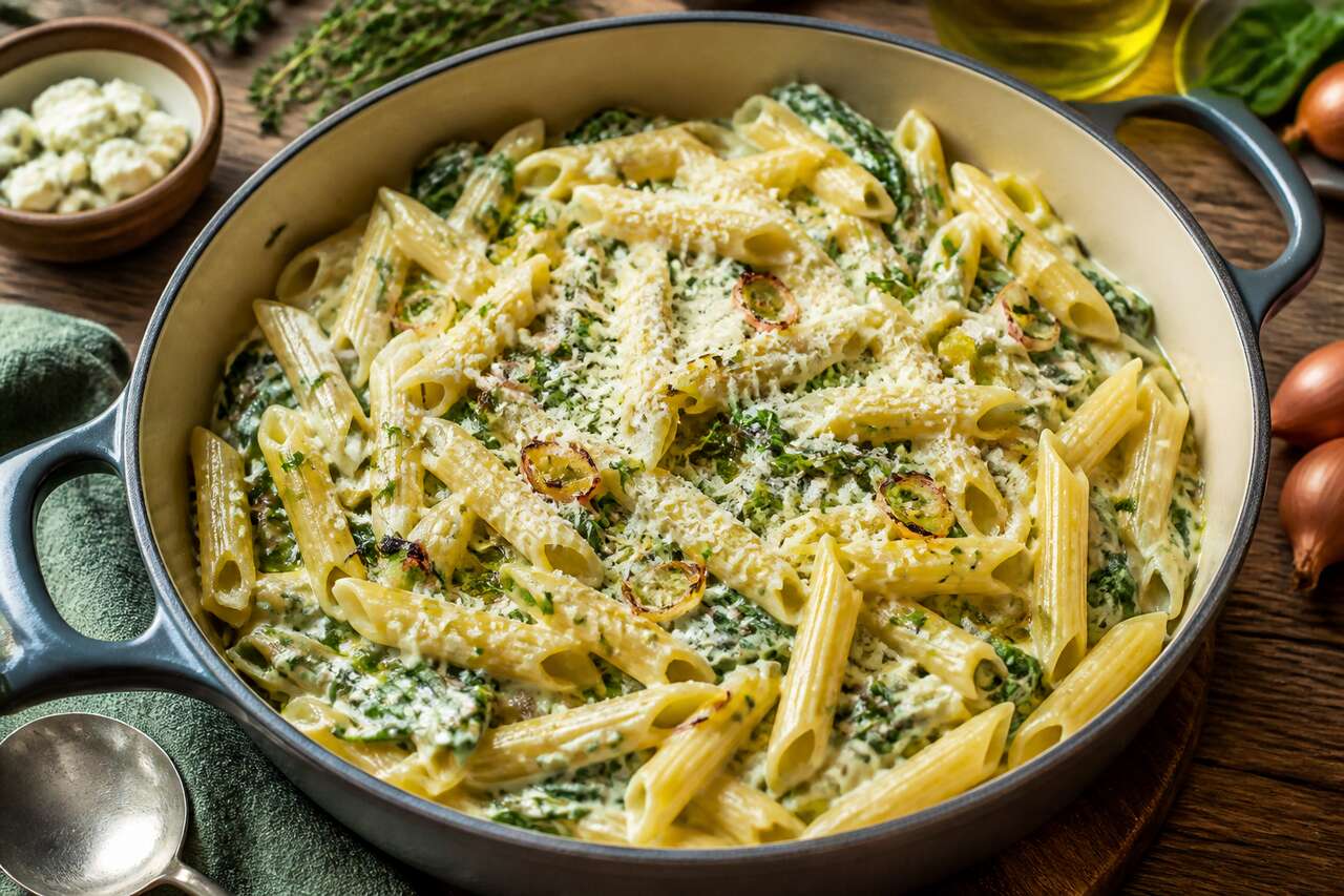 One pot pasta épinards et gorgonzola : recette facile et savoureuse