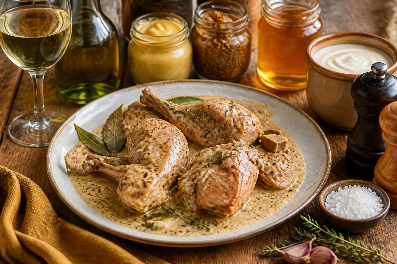 Lapin à la moutarde et au miel : recette gourmande