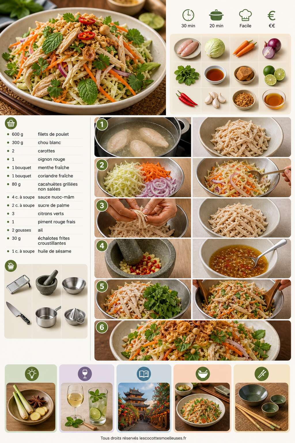 Fiche recette Salade vietnamienne au poulet : recette authentique
