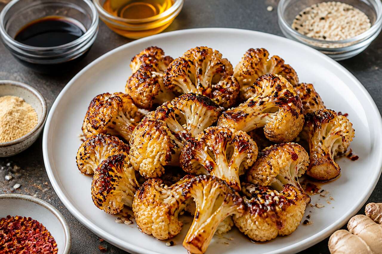 Chou-fleur caramélisé au sésame et gingembre : recette gourmande
