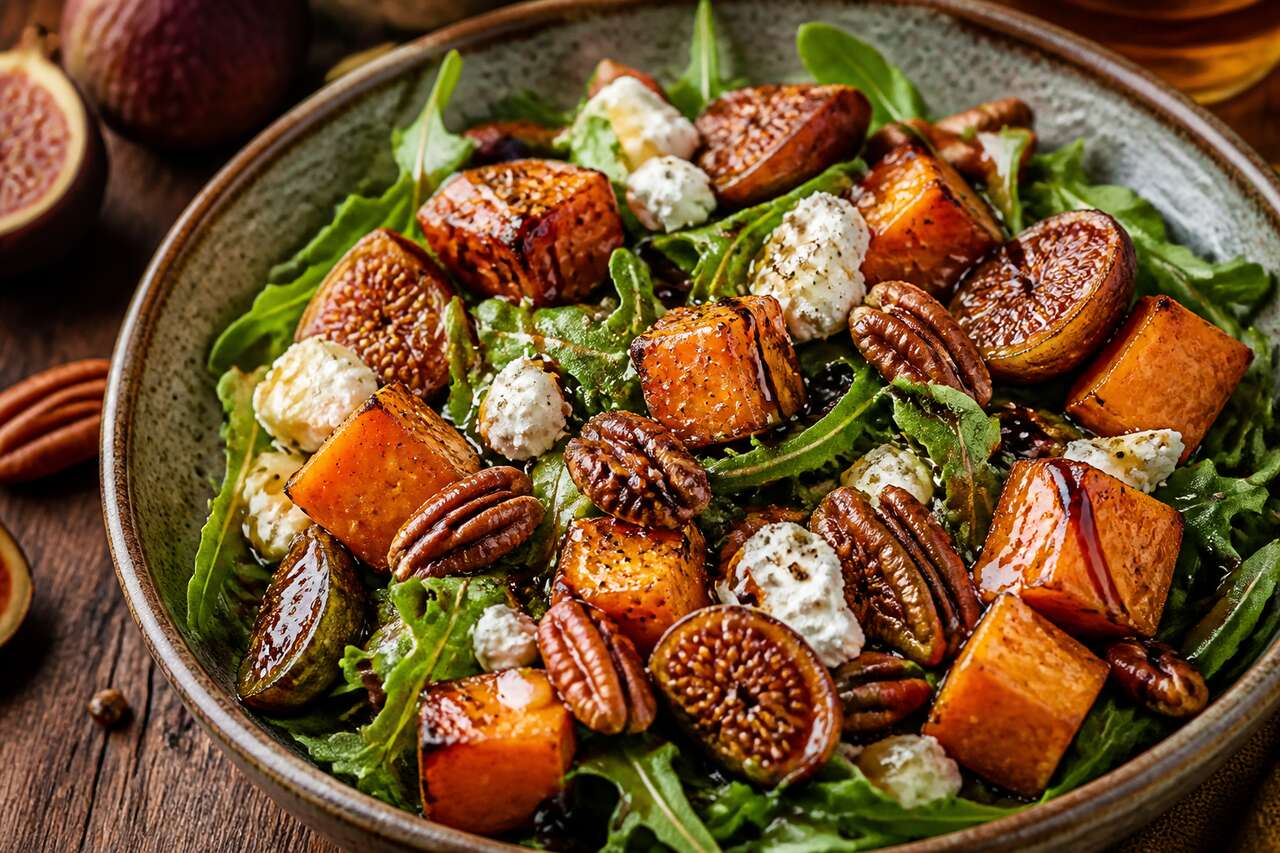 Salade automnale : patate douce et figues