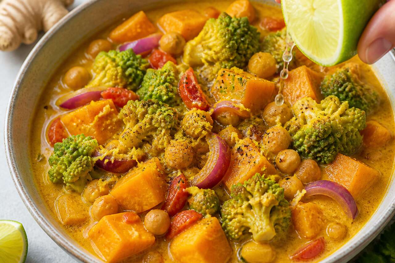 Curry de courge Butternut et chou Romanesco : recette savoureuse aux pois chiches