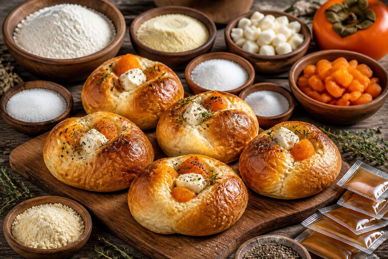Briochettes au chèvre et kaki : recette gourmande
