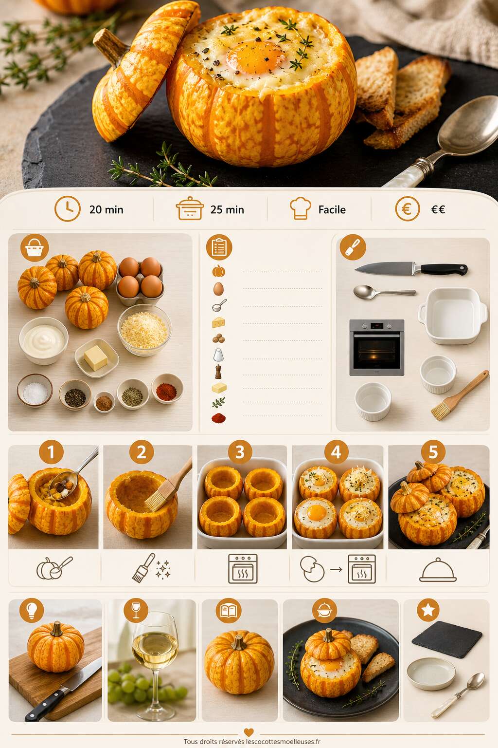 Fiche recette Recette d'oeuf cocotte à la courge Jack Be Little Fiche recette Recette d'oeuf cocotte à la courge Jack Be Little