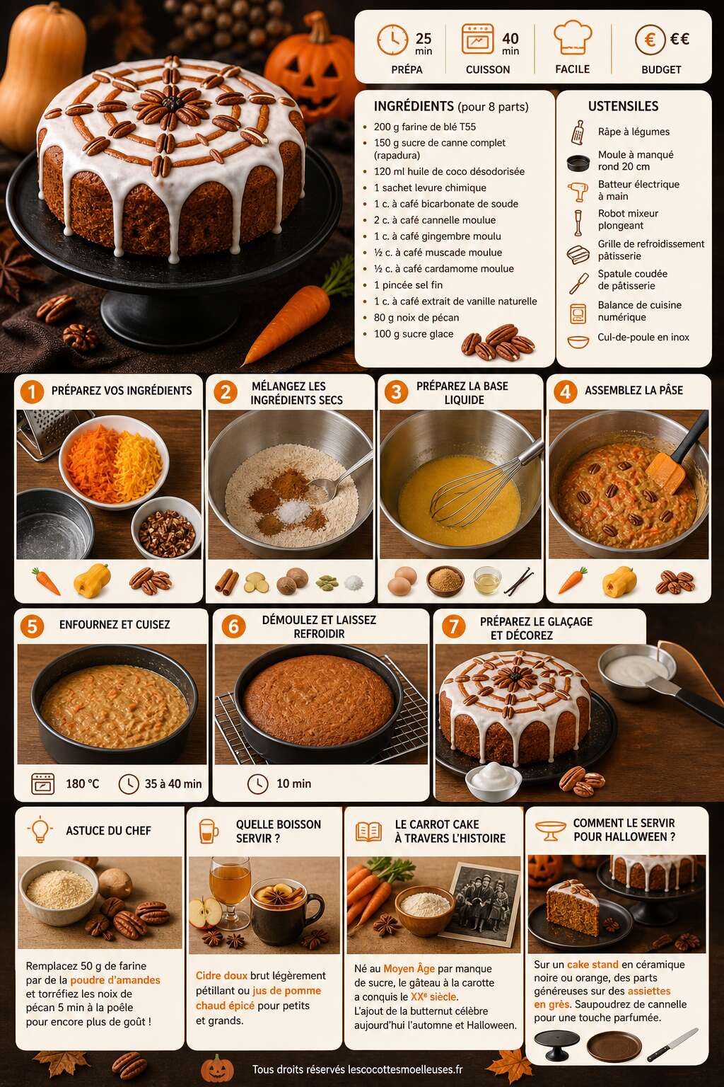 Fiche recette Gâteau carotte butternut : la recette parfaite pour Halloween Fiche recette Gâteau carotte butternut : la recette parfaite pour Halloween