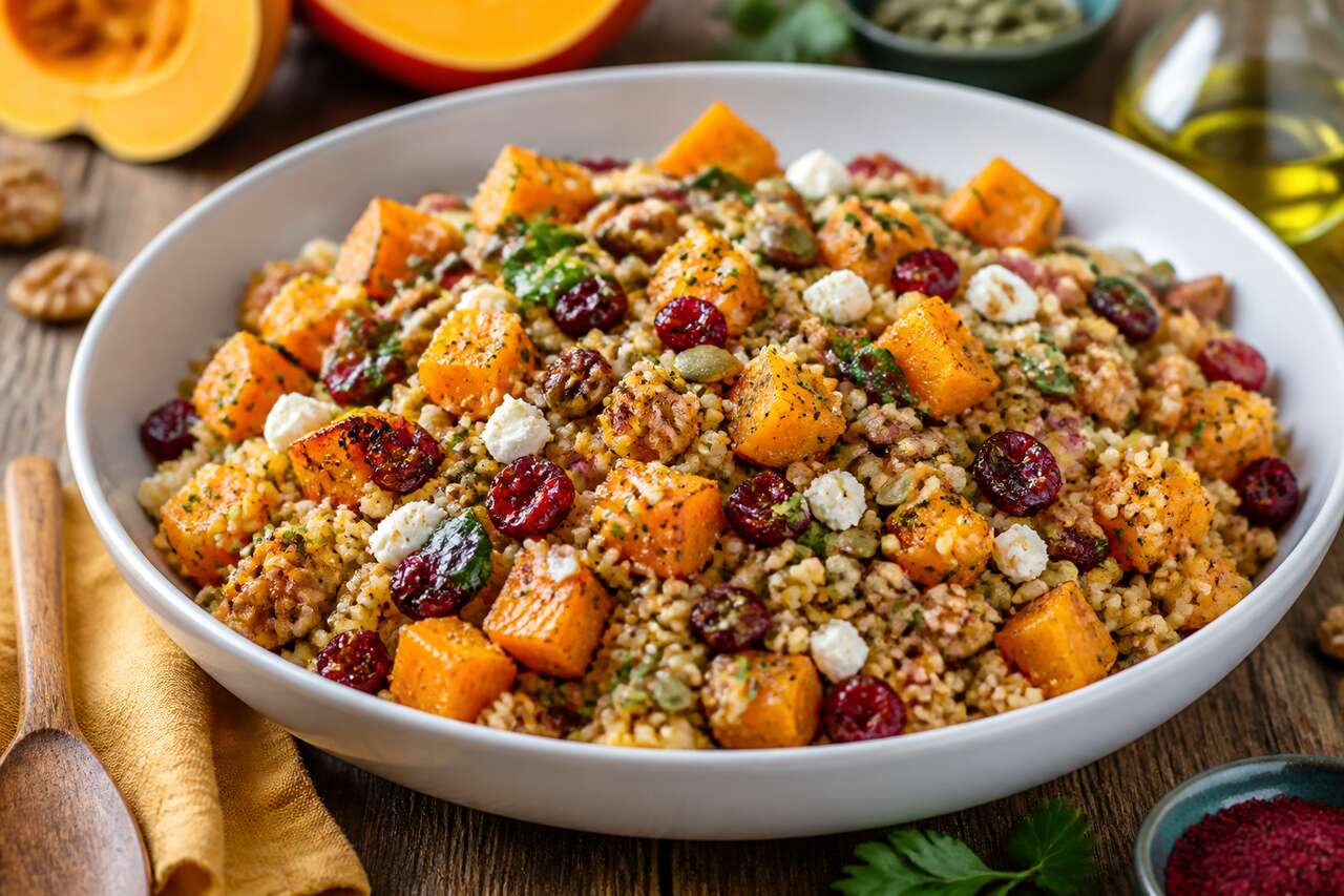 Salade de boulgour automnale végétarienne rapide