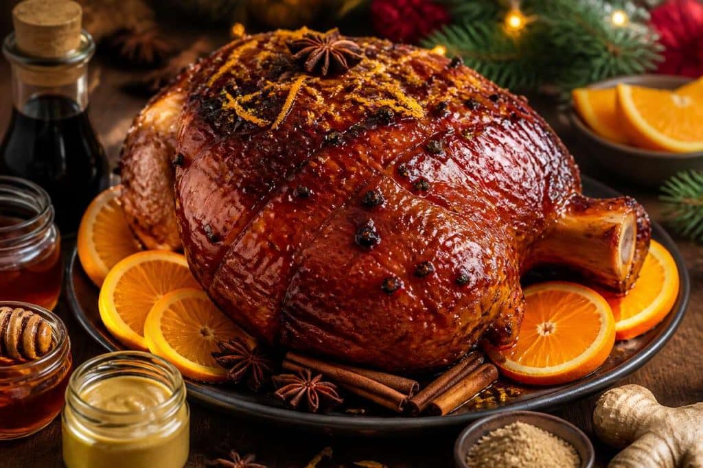 Jambon de Noël aux épices et à l'orange : recette festive