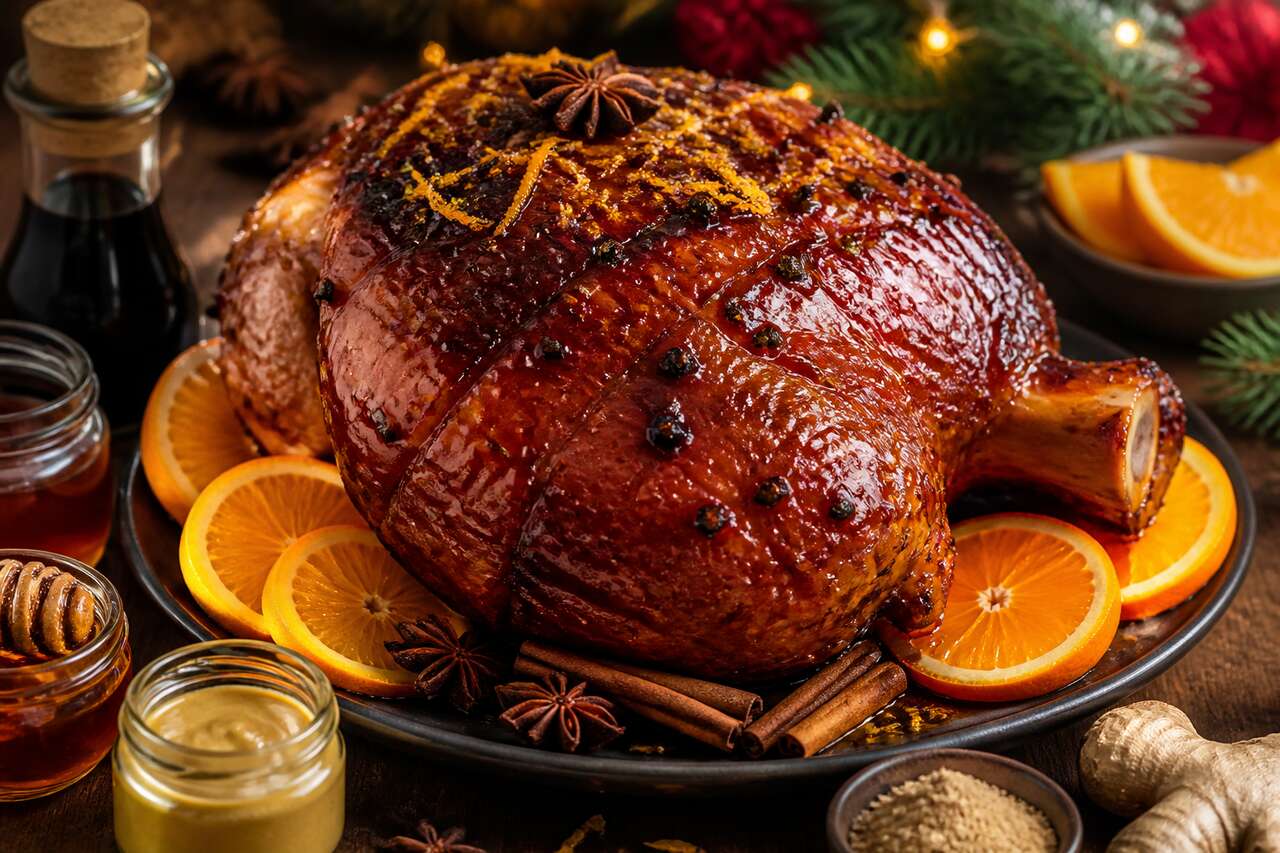 Jambon de Noël aux épices et à l'orange : recette festive