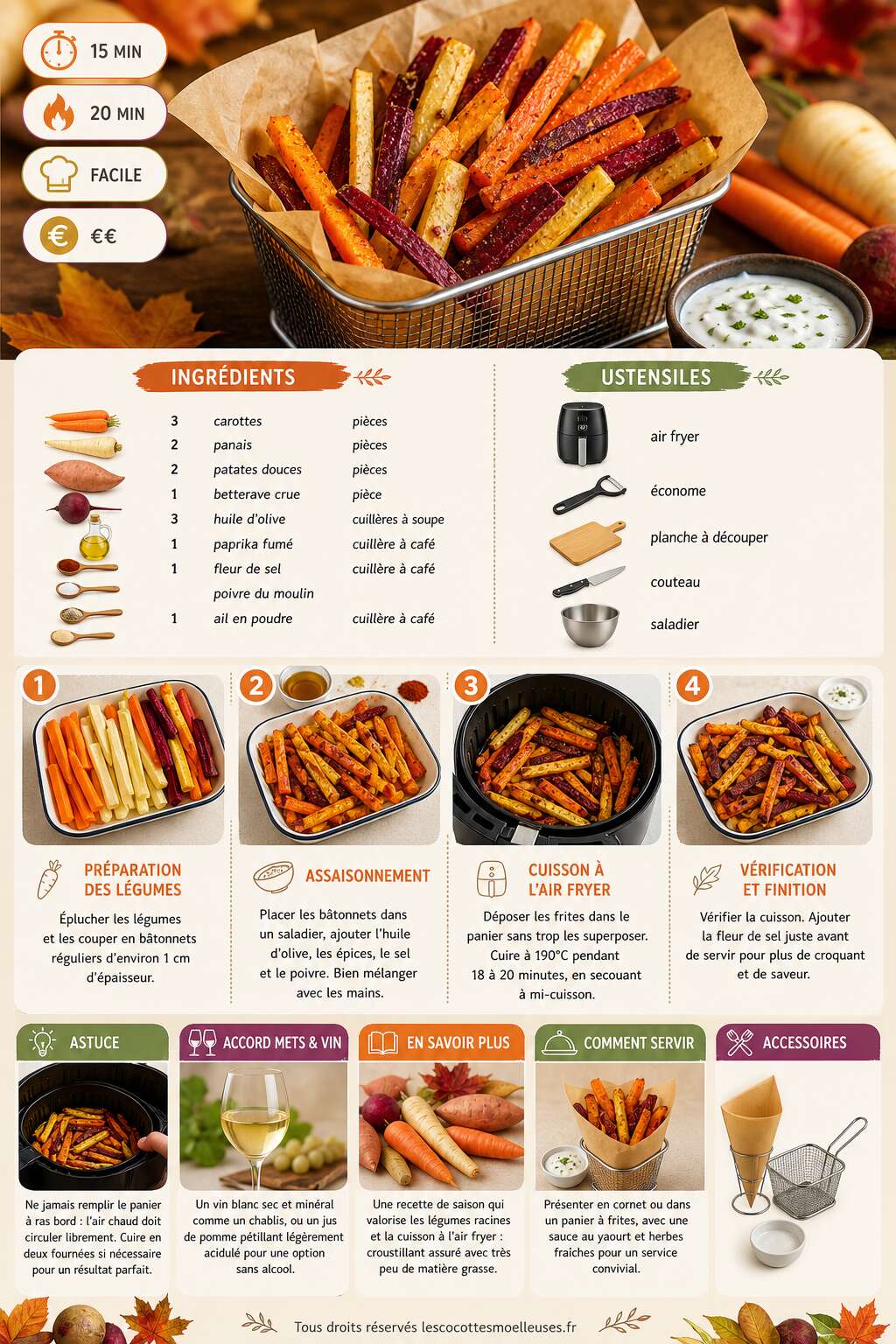 Fiche recette Frites de l&eacute;gumes d'automne &agrave; l'air fryer