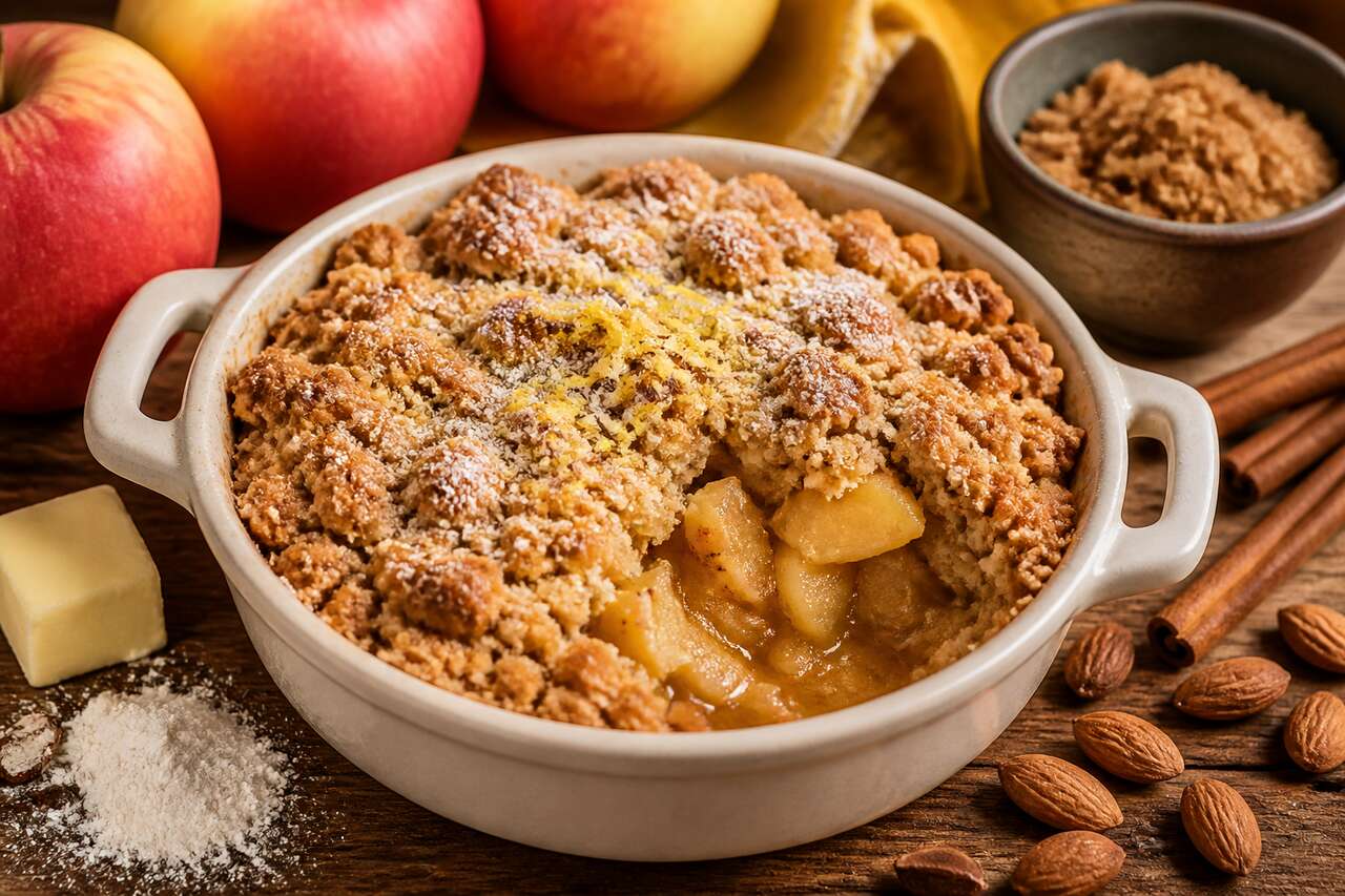 Crumble aux pommes en cocotte : recette facile et savoureuse