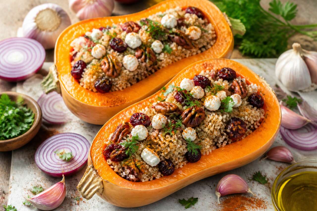 Butternut farcie au quinoa : recette saine et savoureuse