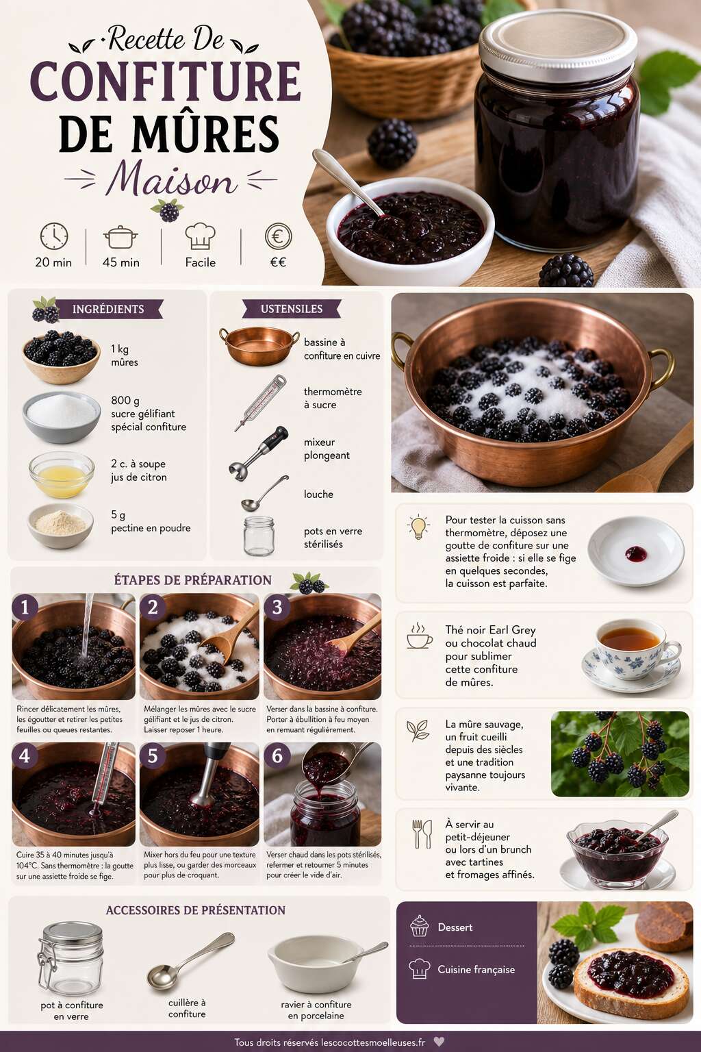 Fiche recette Recette De Confiture De Mûres Maison Fiche recette Recette De Confiture De Mûres Maison